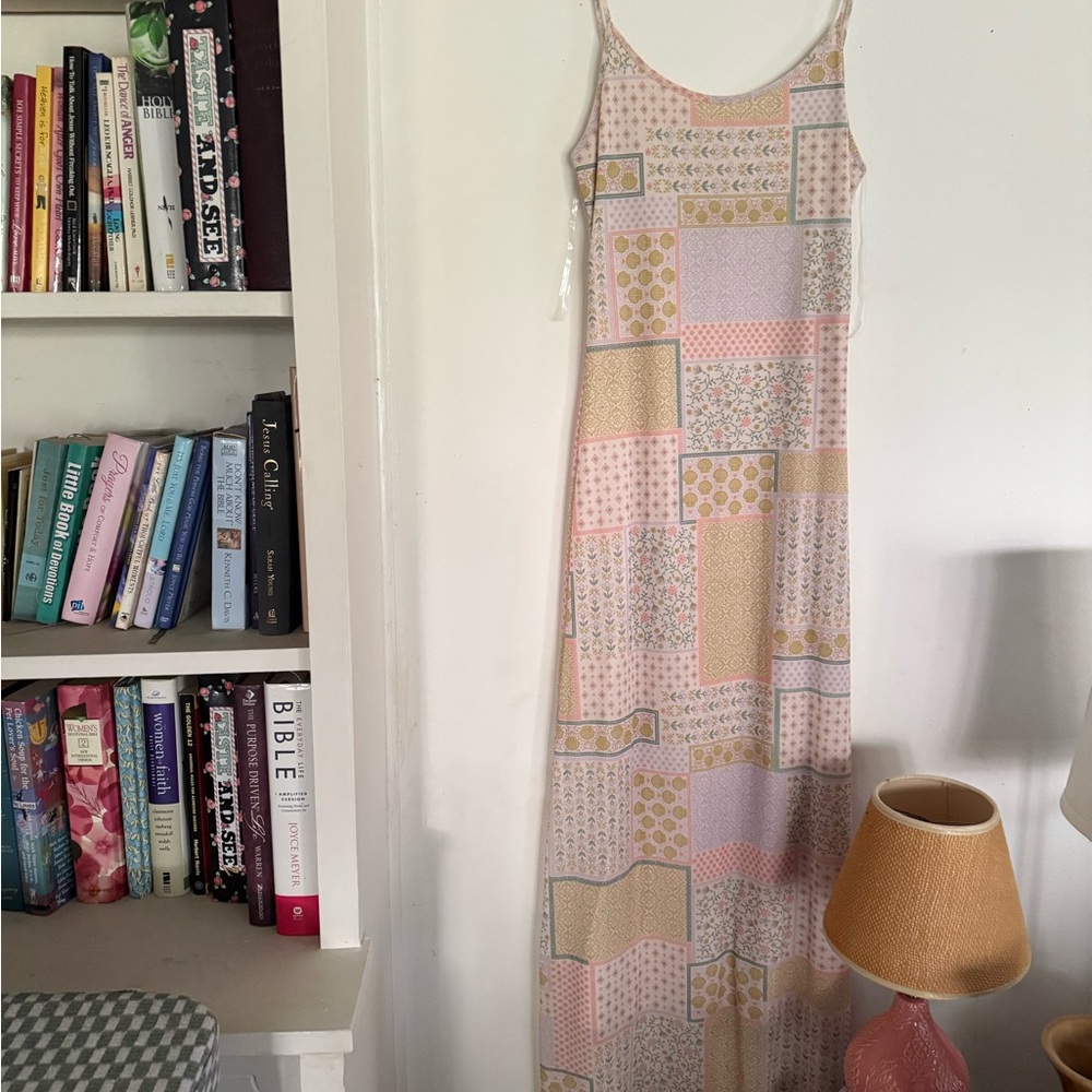 Patchwork Maxi Dress in Pink and Gold